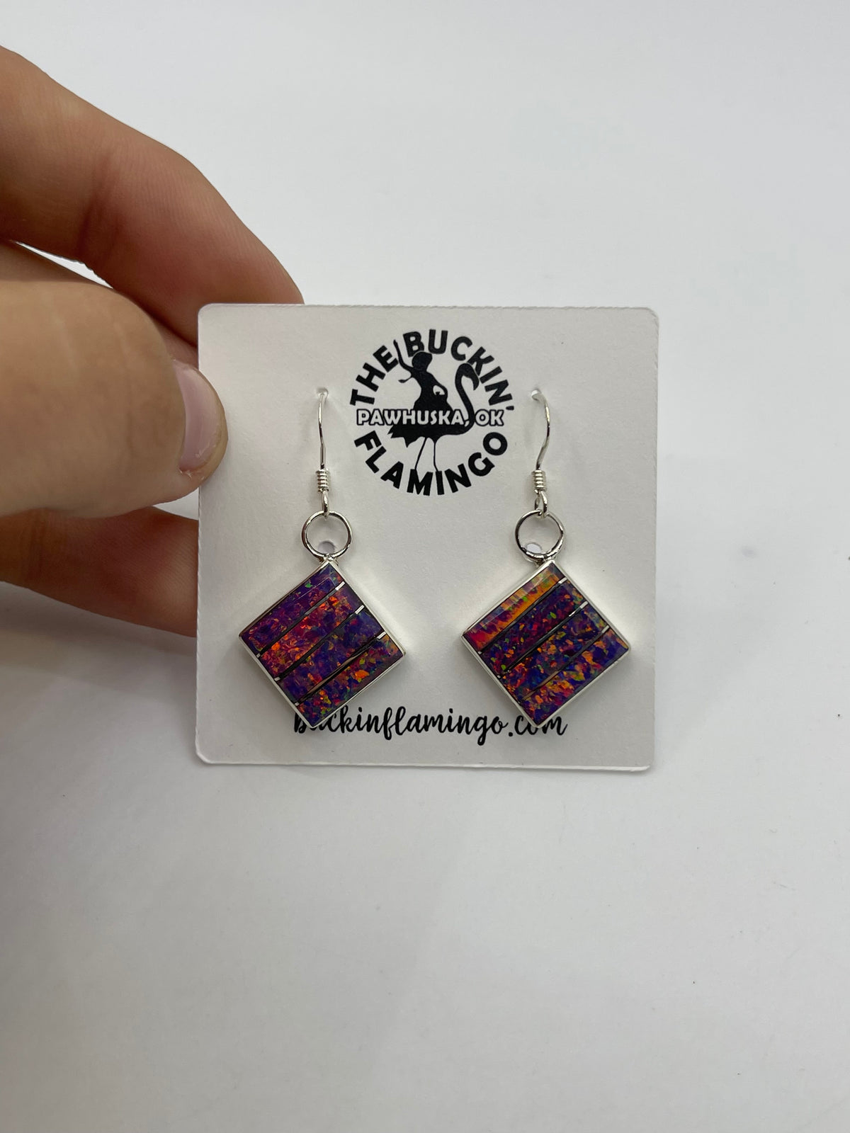 Pink/Purple Opal Earrings by Michelle Haloo, Zuni