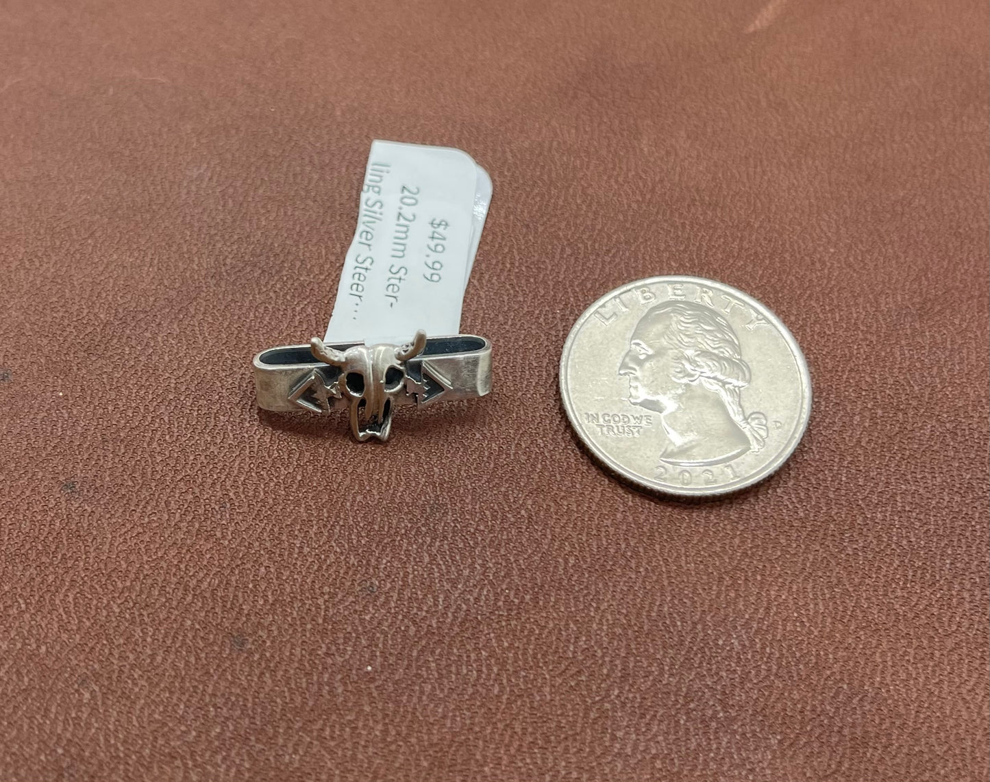 20.2mm Sterling Silver Steer Head Skull Watch Charm by David Lopez, Navajo