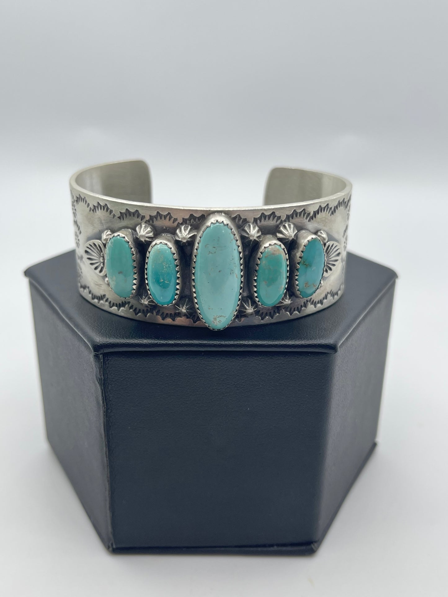 7" 5 Stone Kingman Turquoise Cuff