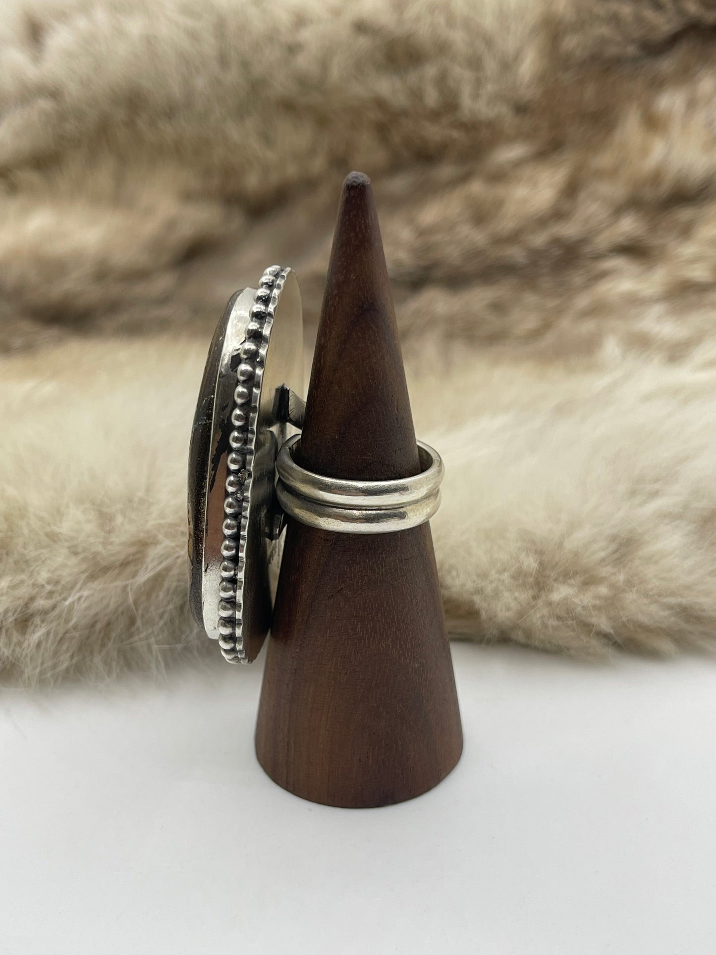 Adjustable 7.0-11.0 Natural Boulder Opal Ring