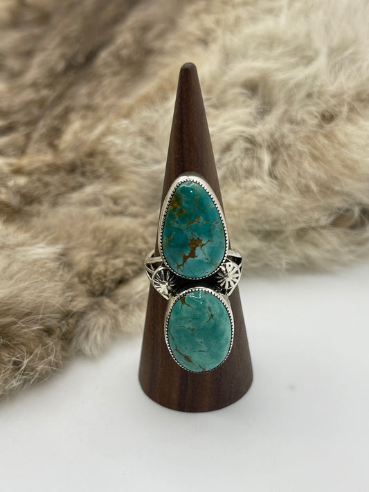 9.5 Royston Turquoise Ring by Jolias Draper, Navajo