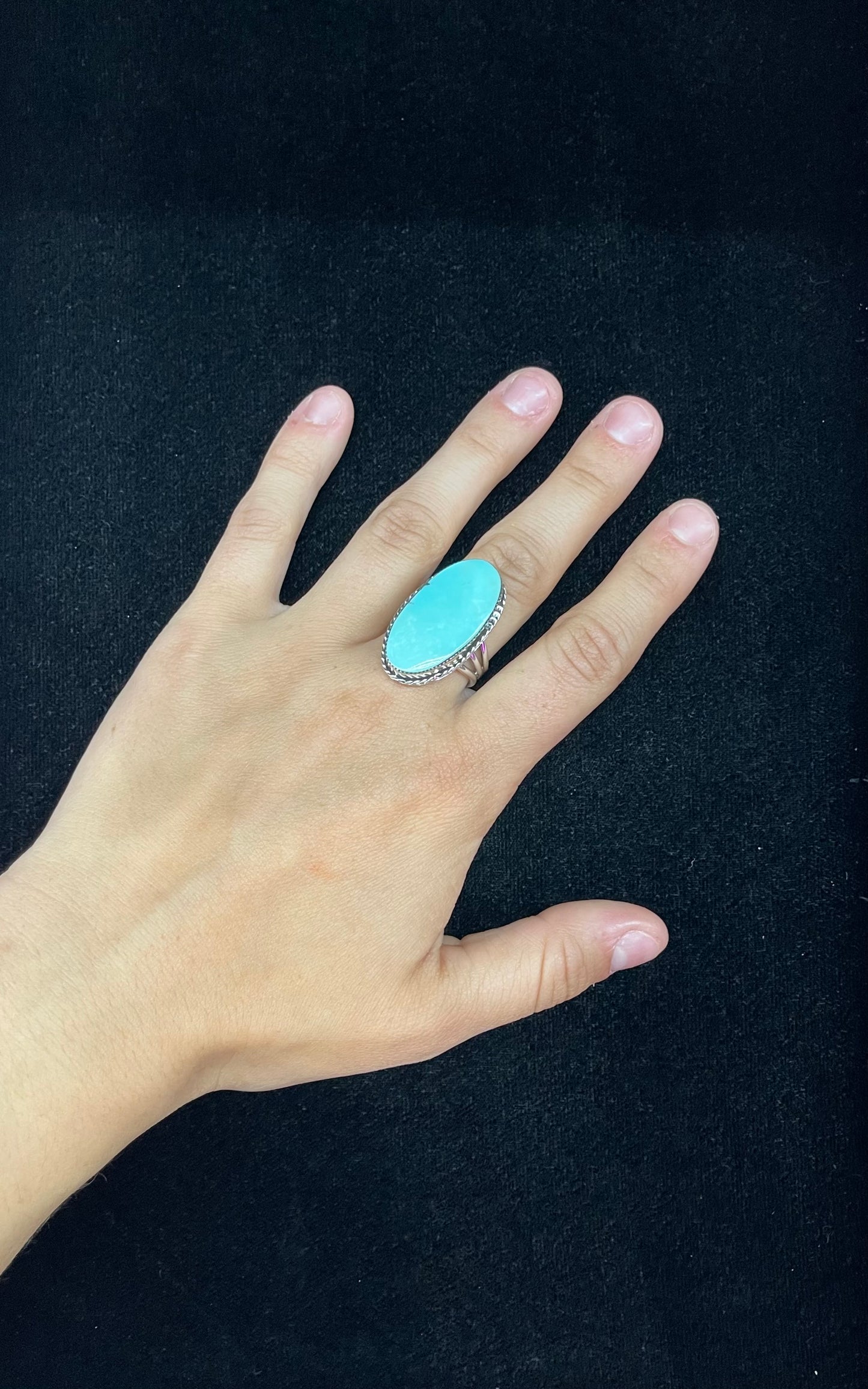 Oval Turquoise Ring by Frank Johnson, Navajo
