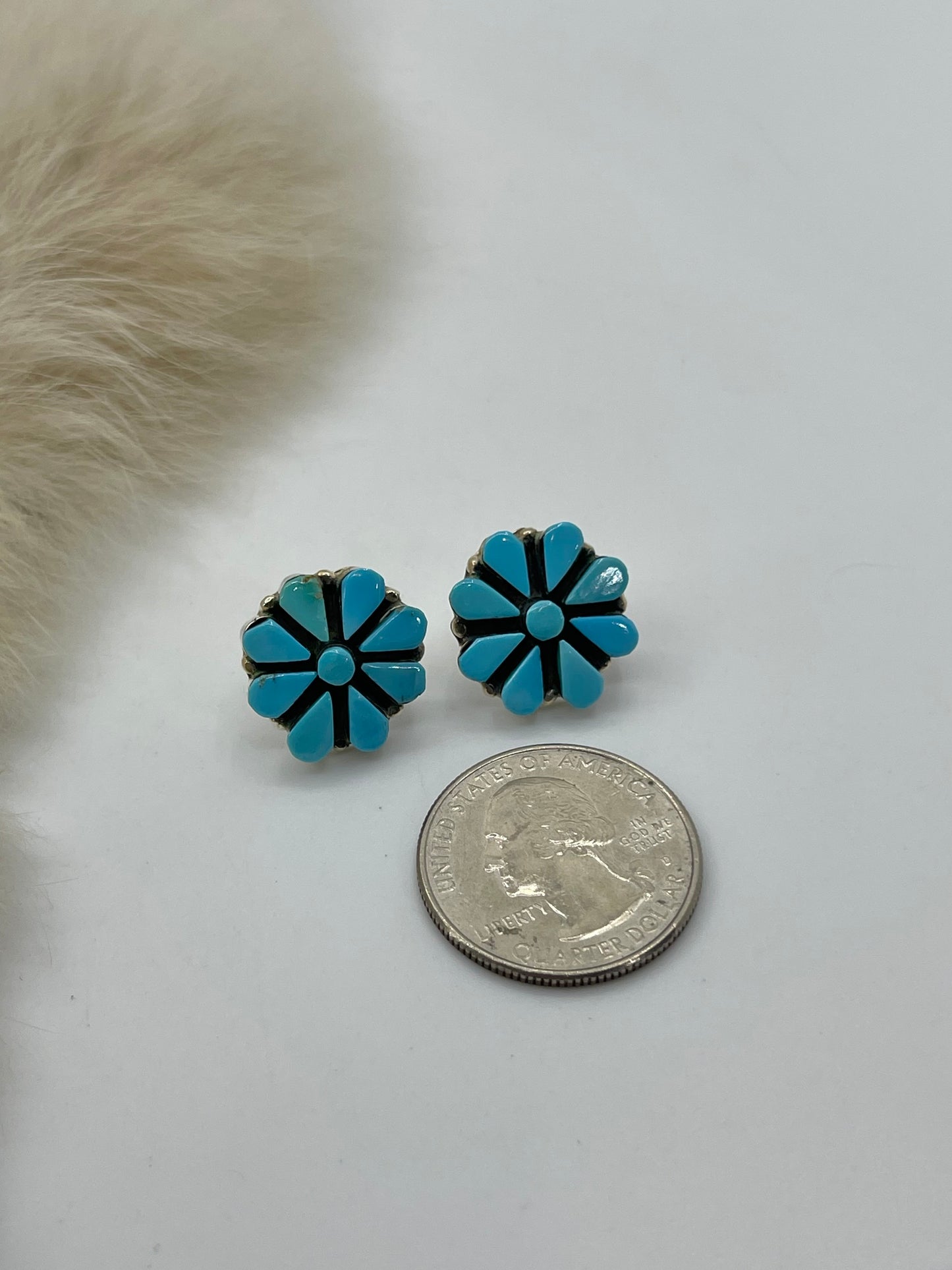 Turquoise Cluster Post Earrings by Arlo & Rose Kanteena, Zuni