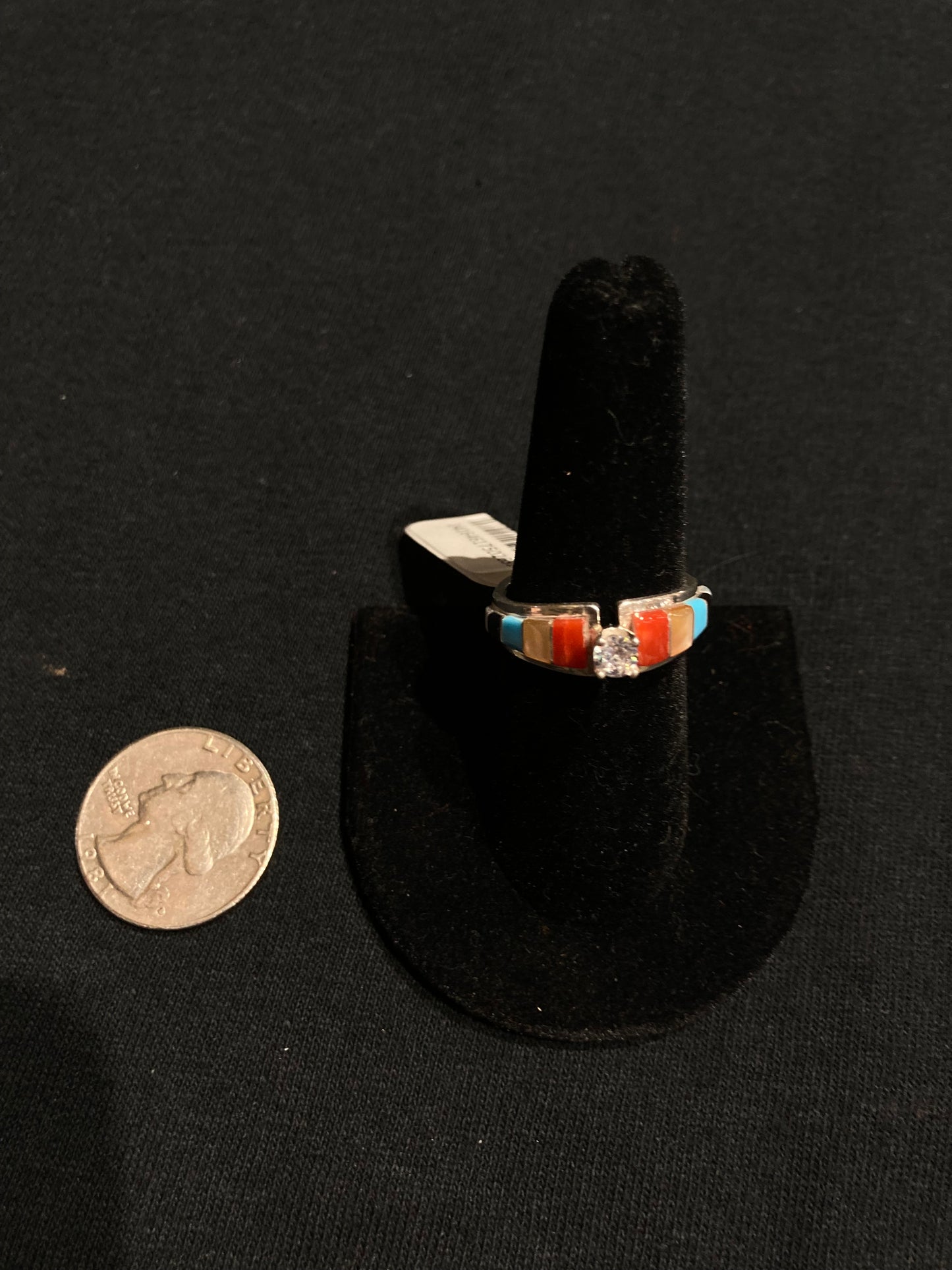 7.5 Multi Stone Inlay Ring by Marlene Sheyka, Zuni