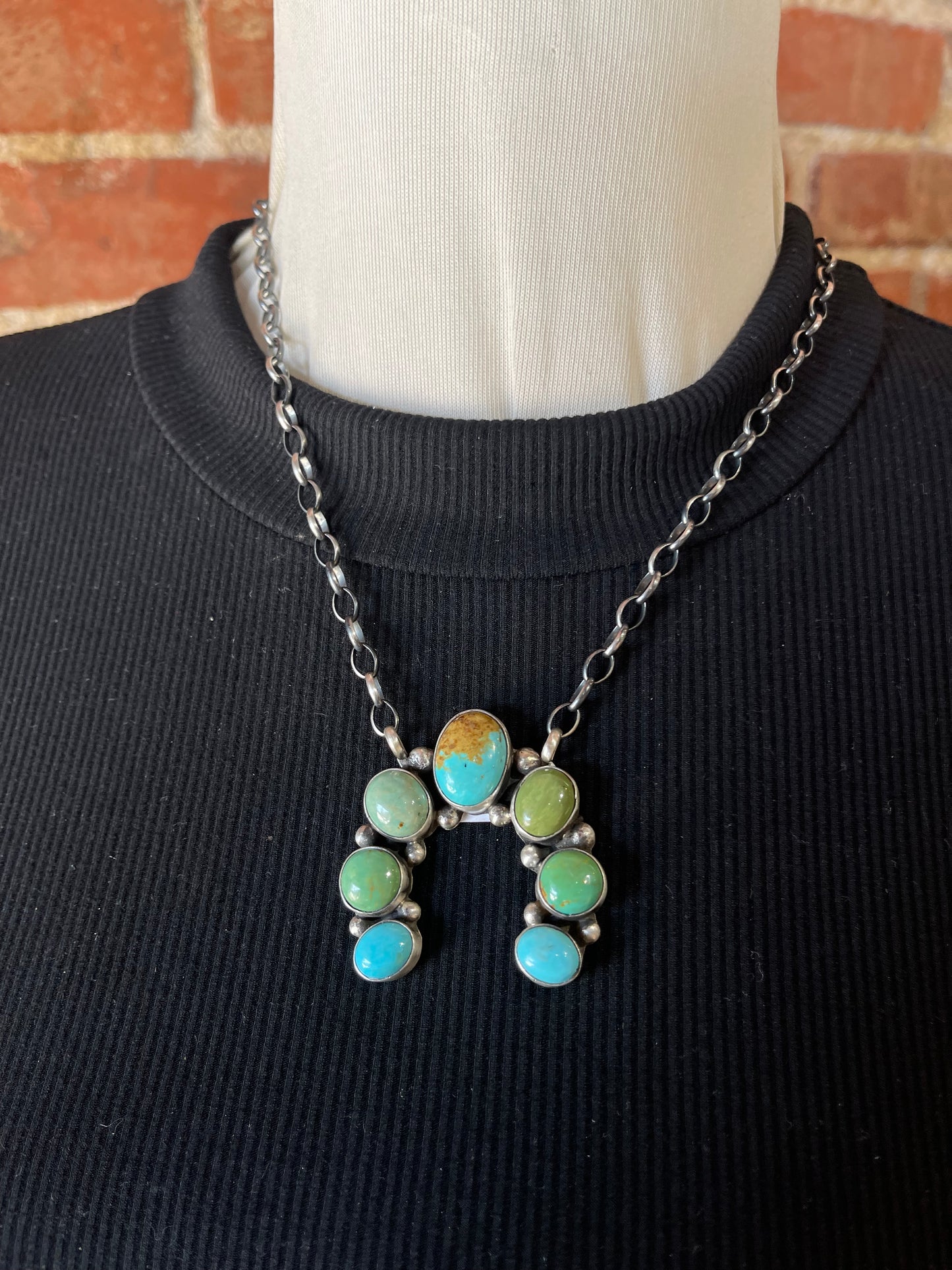 LOT 14 B 10/19 18" Turquoise Naja by Augustine Largo, Navajo