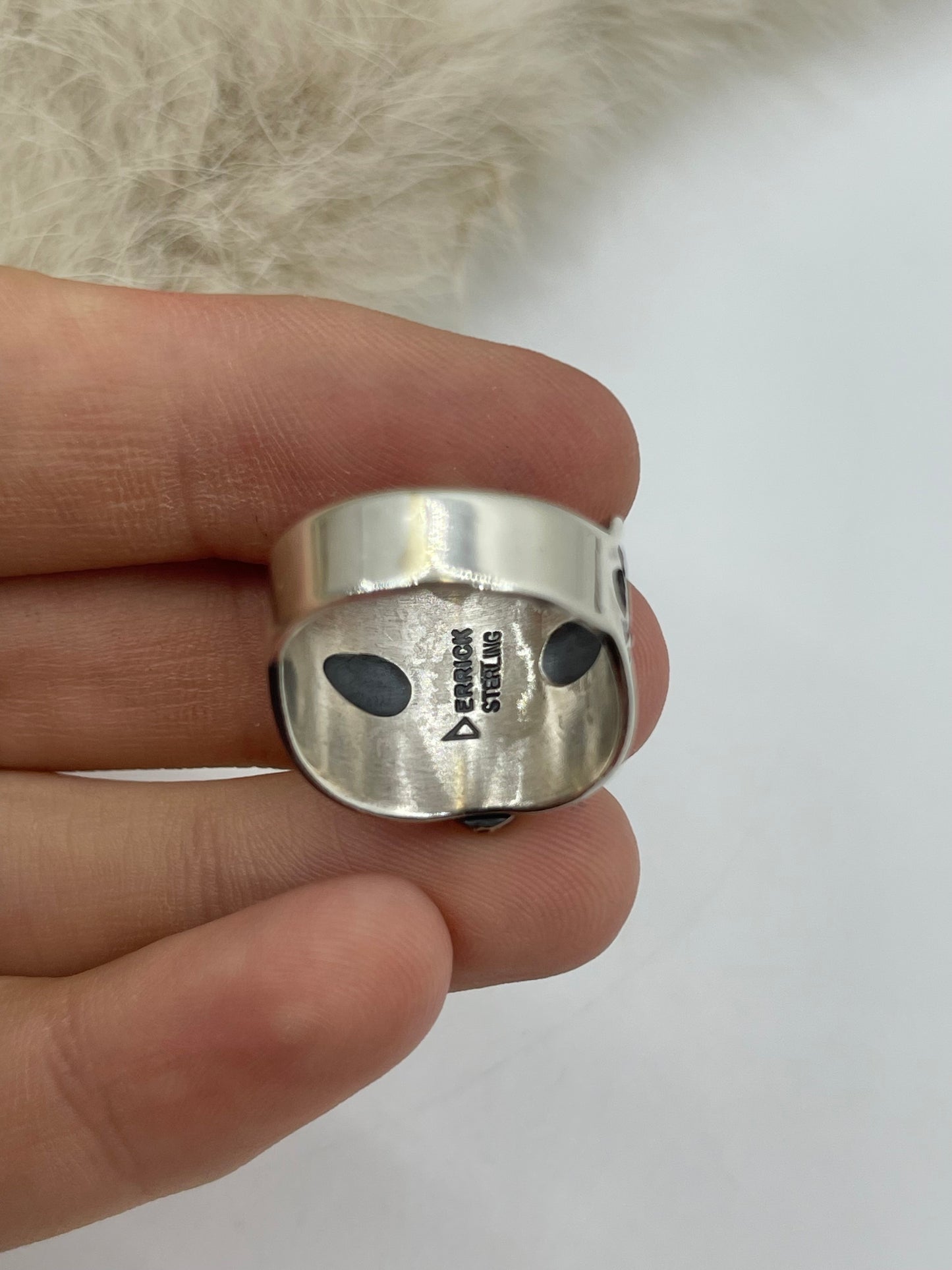 8.0 All Silver Concho Style Ring by Derrick Gordon, Navajo