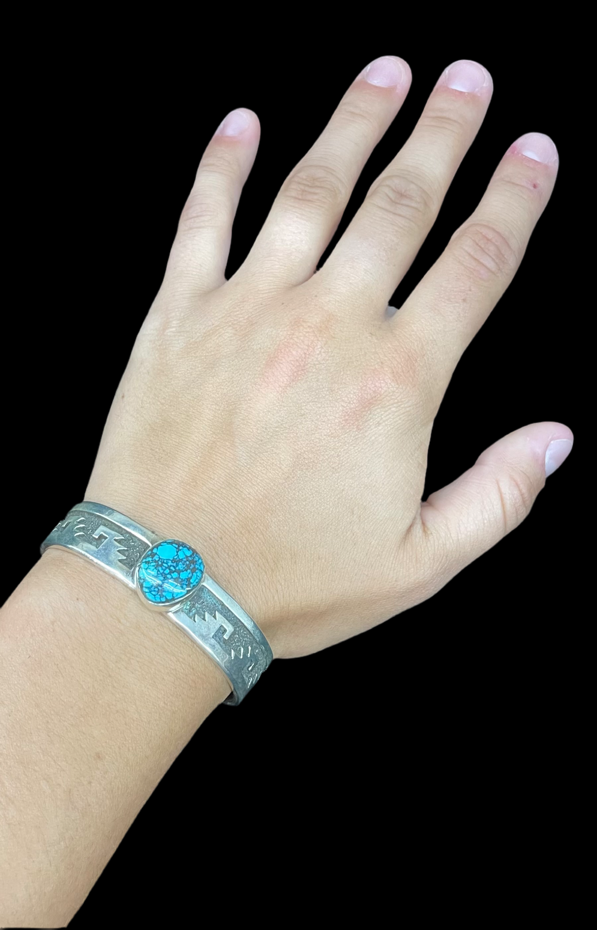 Kingman Spiderweb Turquoise Cuff by Marie Jackson