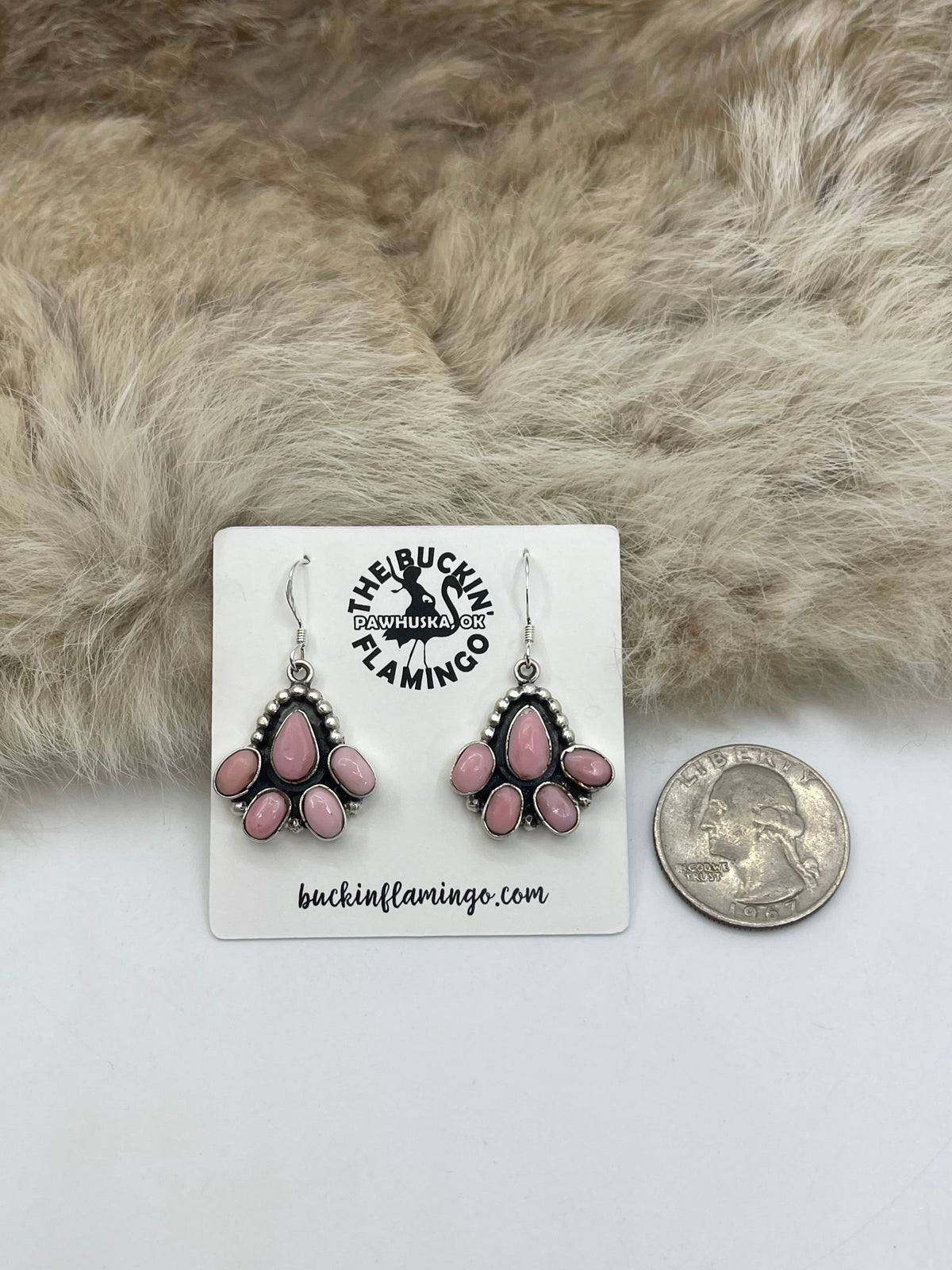 Pink Conch Shell Earrings by Gary Shorty, Navajo