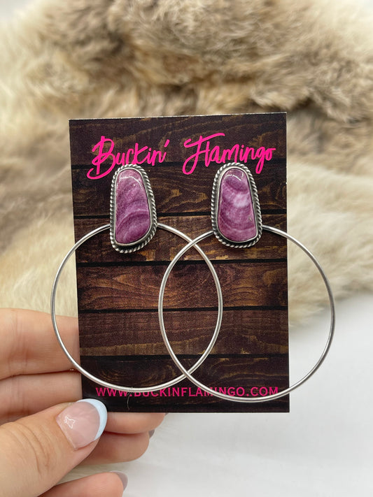 PURPLE SPINY EARRINGS BY ELOUISE KEE, NAVAJO