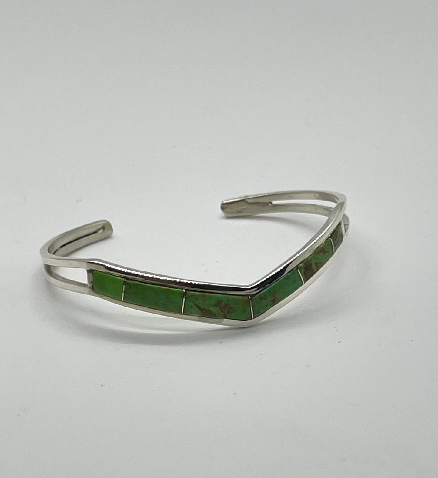 6" Green Gaspeite Inlay Cuff by Jamie Johnson, Navajo