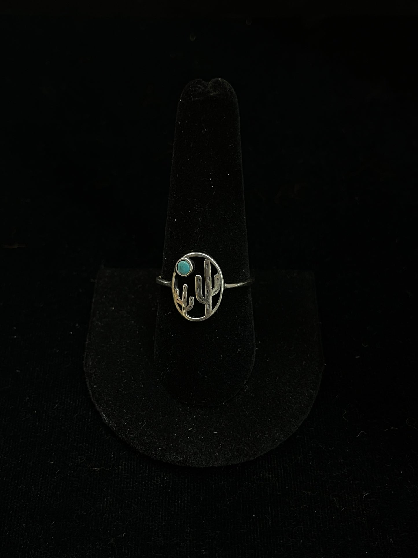 Dainty Cactus Ring with Turquoise Stone