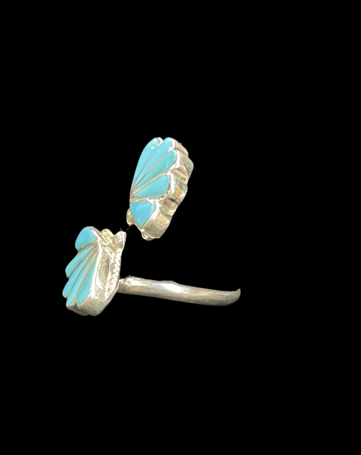 Sleeping Beauty Turquoise Inlay Adjustable Ring by RYN, Zuni