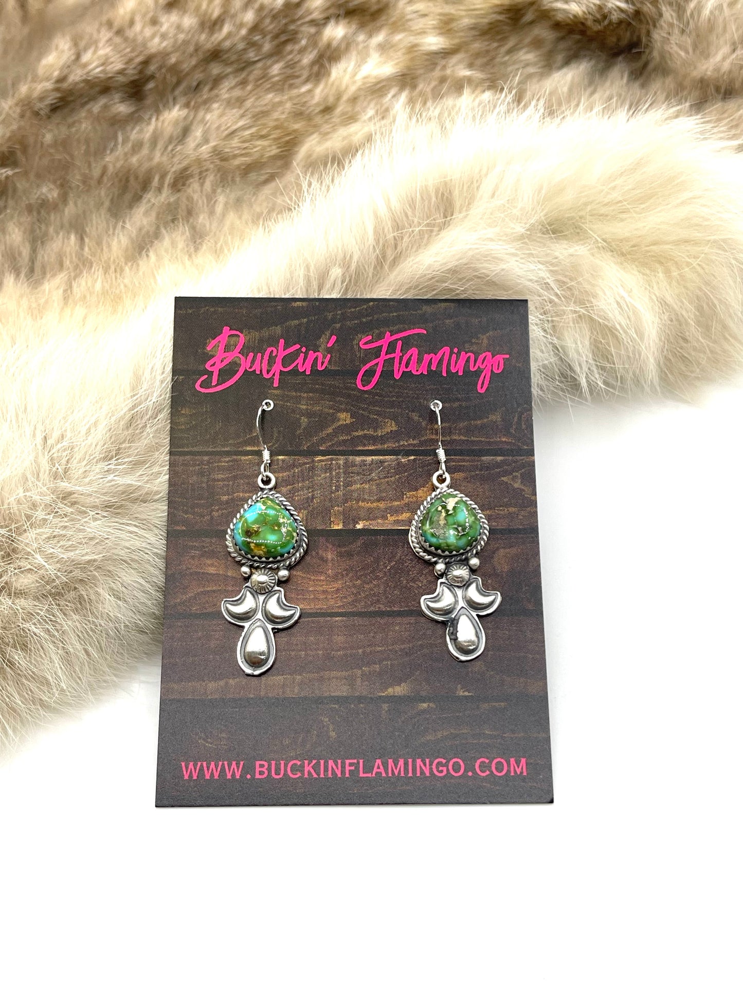 Sonoran Gold Turquoise Small Dangle Earrings by Genevieve Francisco, Navajo