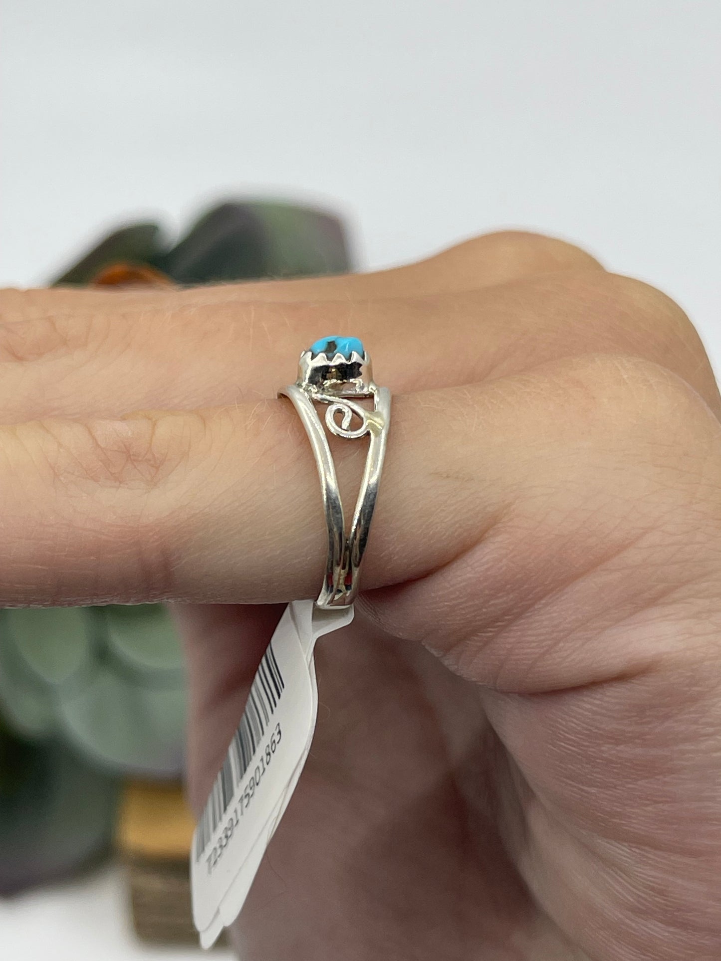 Turquoise Oval Baby Ring by Judy Lincoln, Navajo