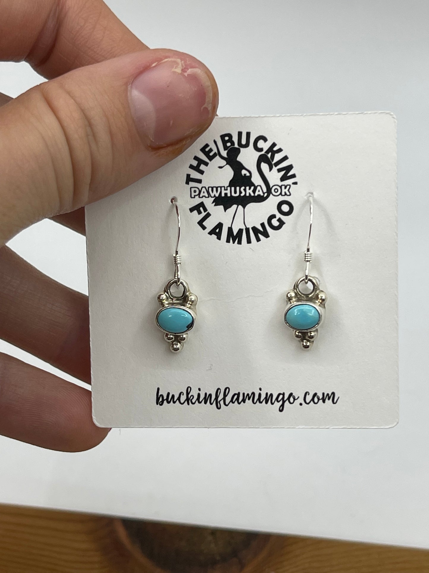 Dainty Turquoise Dangle Earrings by Adelarae Yazzie, Navajo
