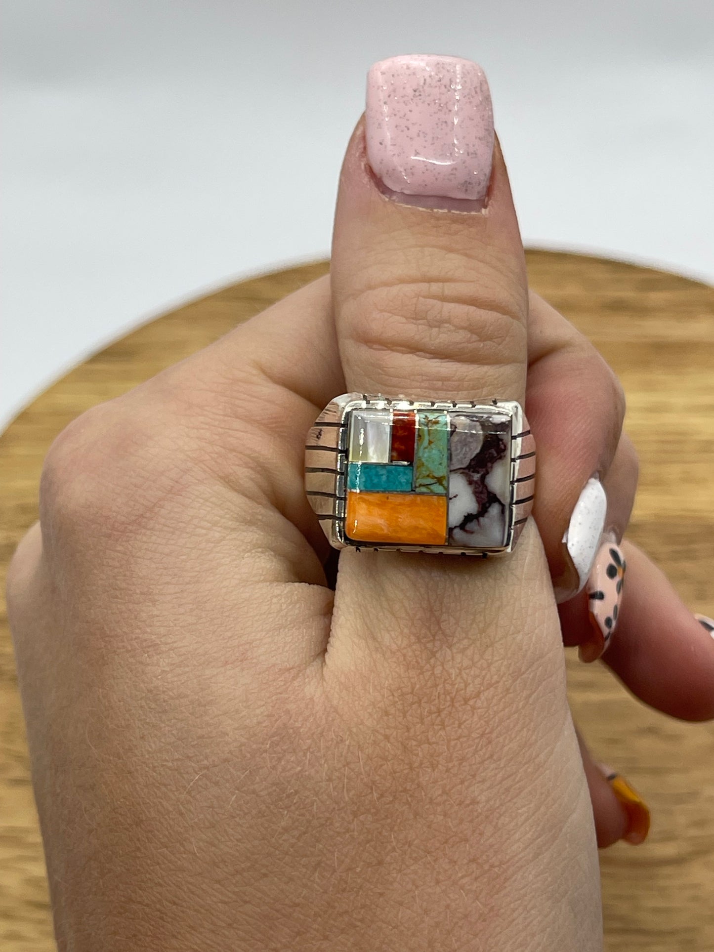 10.0 Multi Stone Ring by Rayburn Jack, Navajo