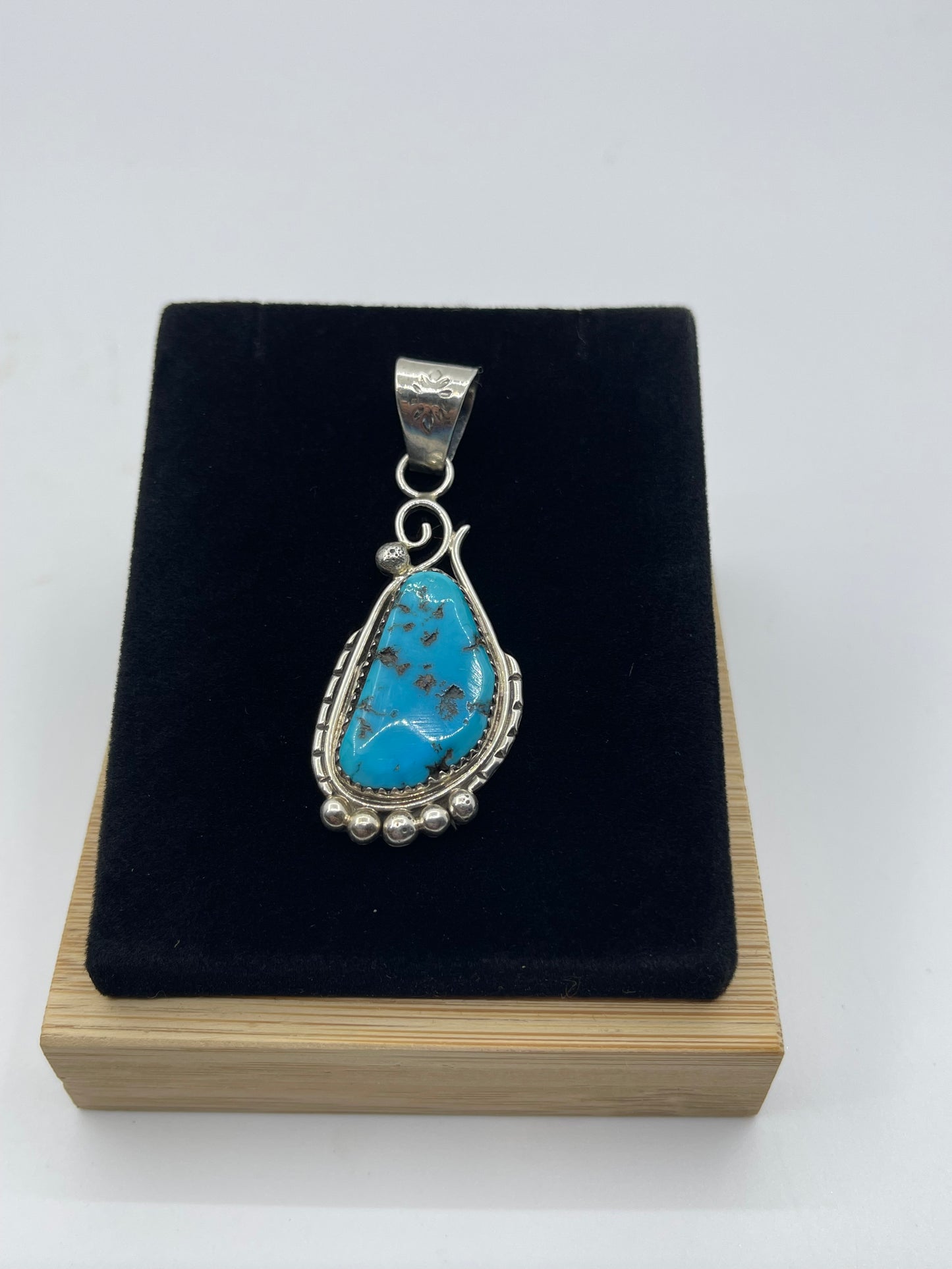 Sleeping Beauty Turquoise Pendant with a 6.7mm Bale by Charlie Bowie, Navajo