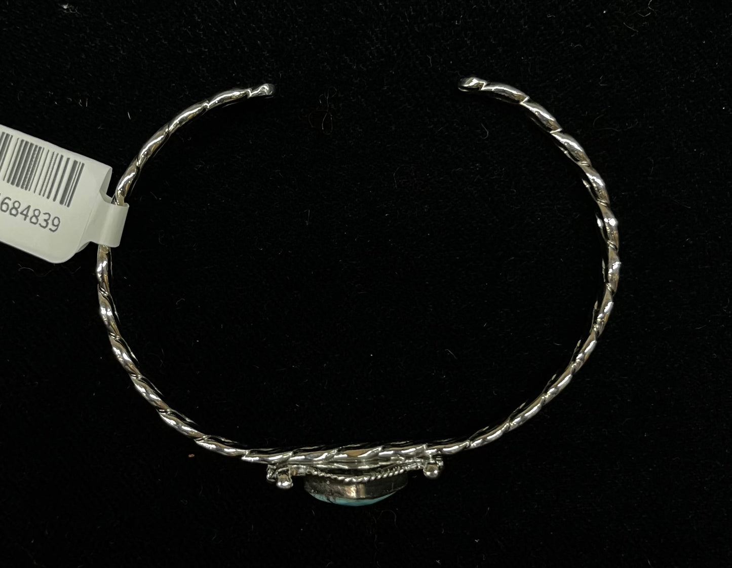 6"-7 1/4" Turquoise Diamond Shaped Twisted Cuff by Mike Smith, Navajo