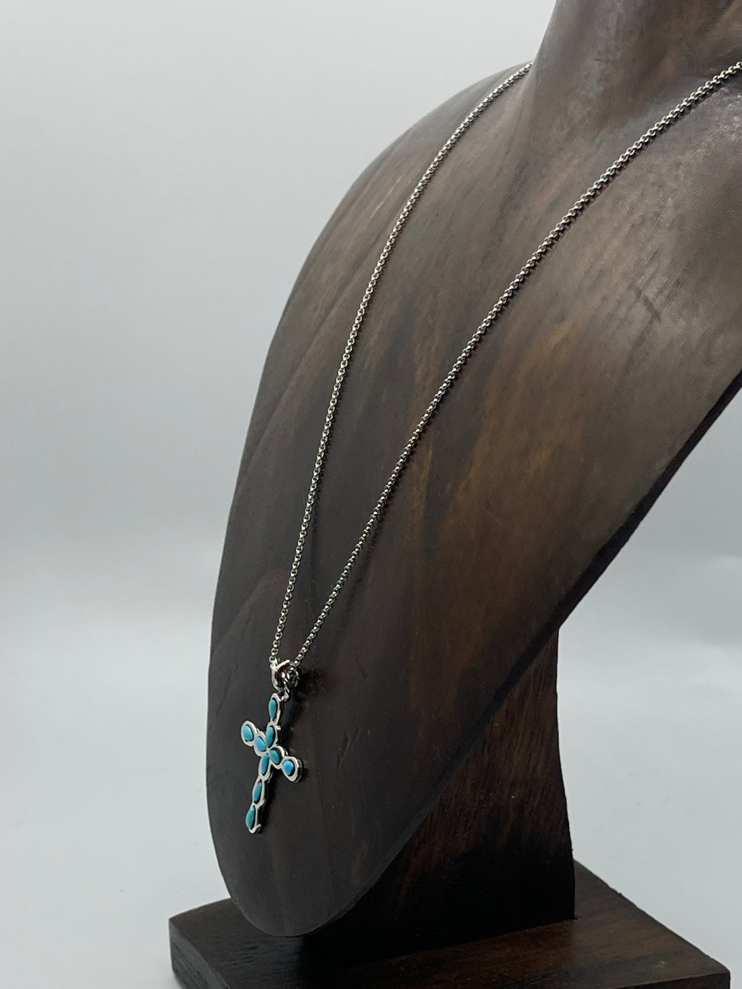 18" Turquoise Cross Necklace by Bryce Vacit, Navajo