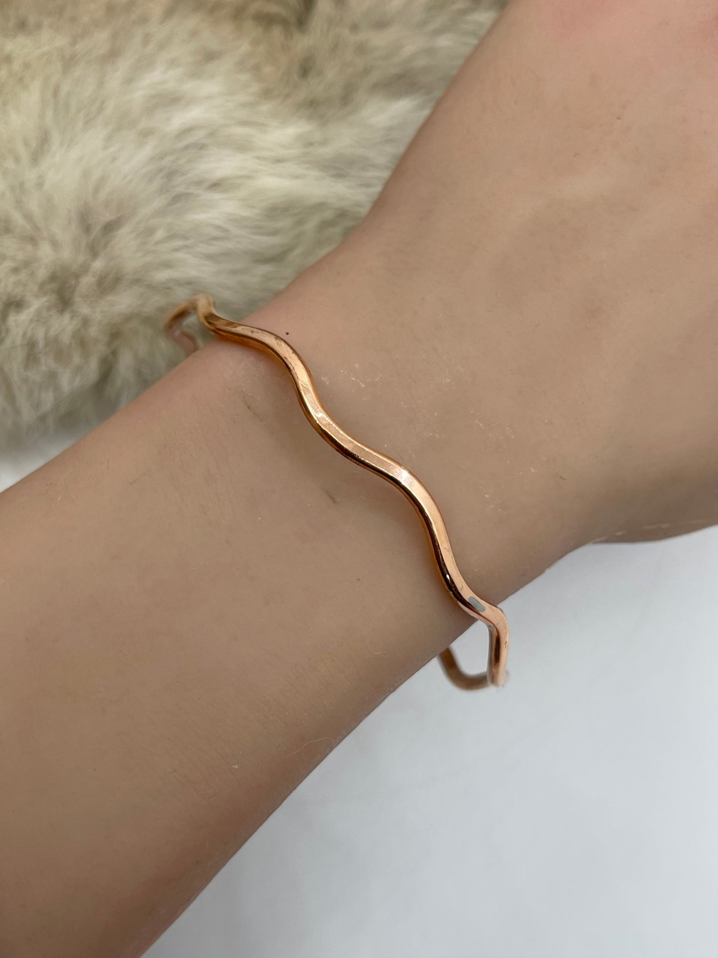 8 1/4” Copper Wavy Bangle by Elaine Tahe, Navajo