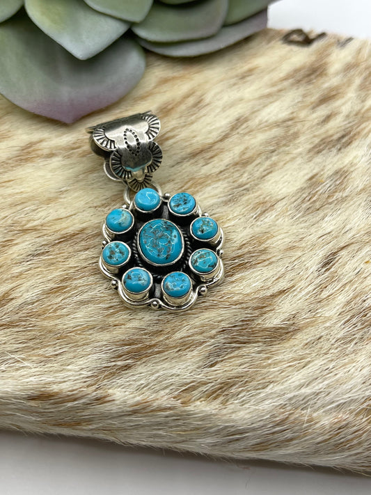 Turquoise Cluster Pendant with 10mm Bale