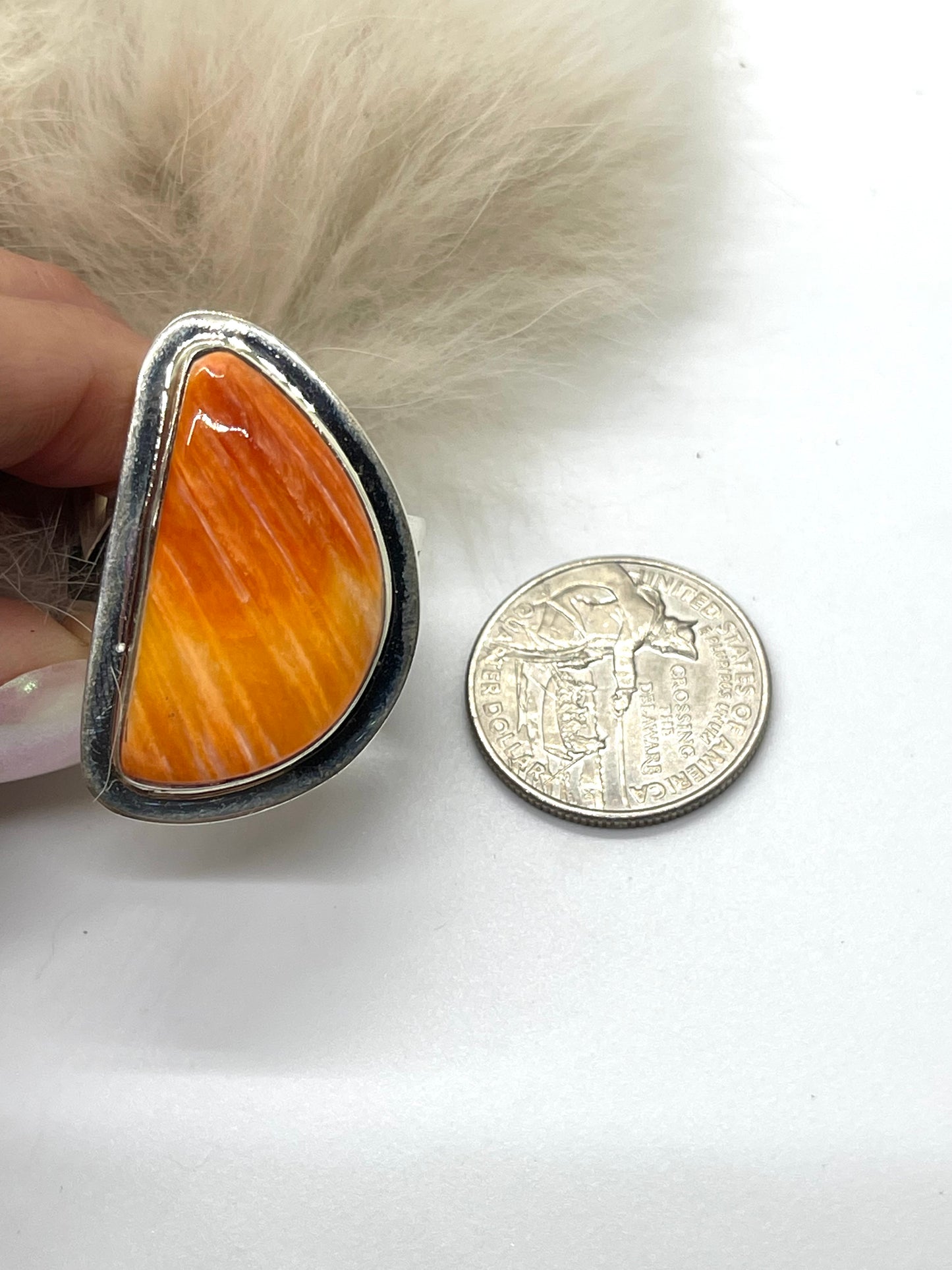 12.5 Spiny Oyster Ring by Marie Jackson, Navajo