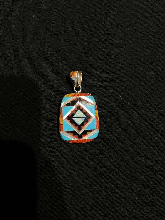 Multi Stone Inlay Pendant with a 7mm Bale