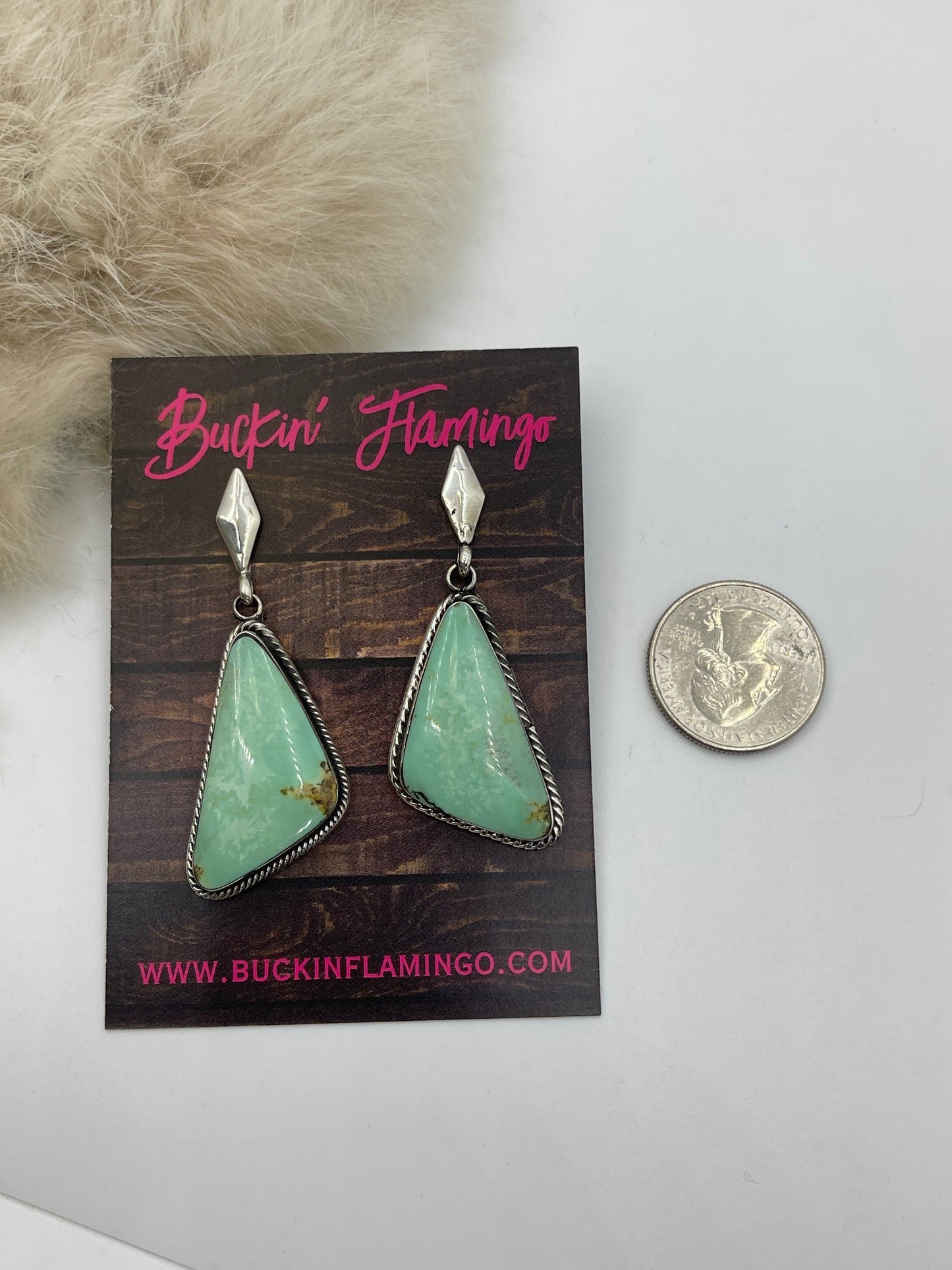 Kingman Turquoise Triangle Post Dangle by Mike Smith, Navajo