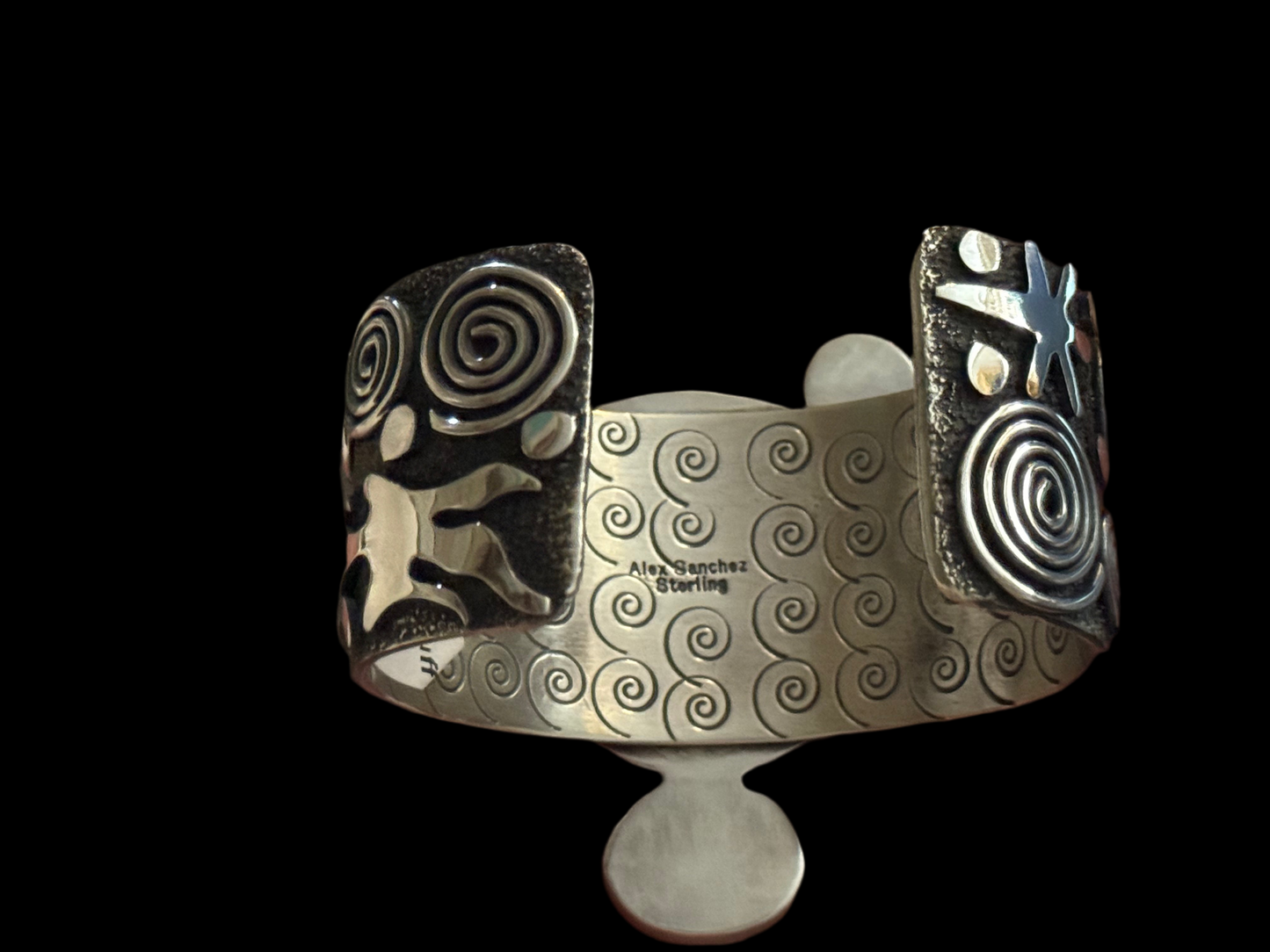 Maiden Face Cuff with Sonoran Gold Turquoise by Alex Sanchez, Navajo