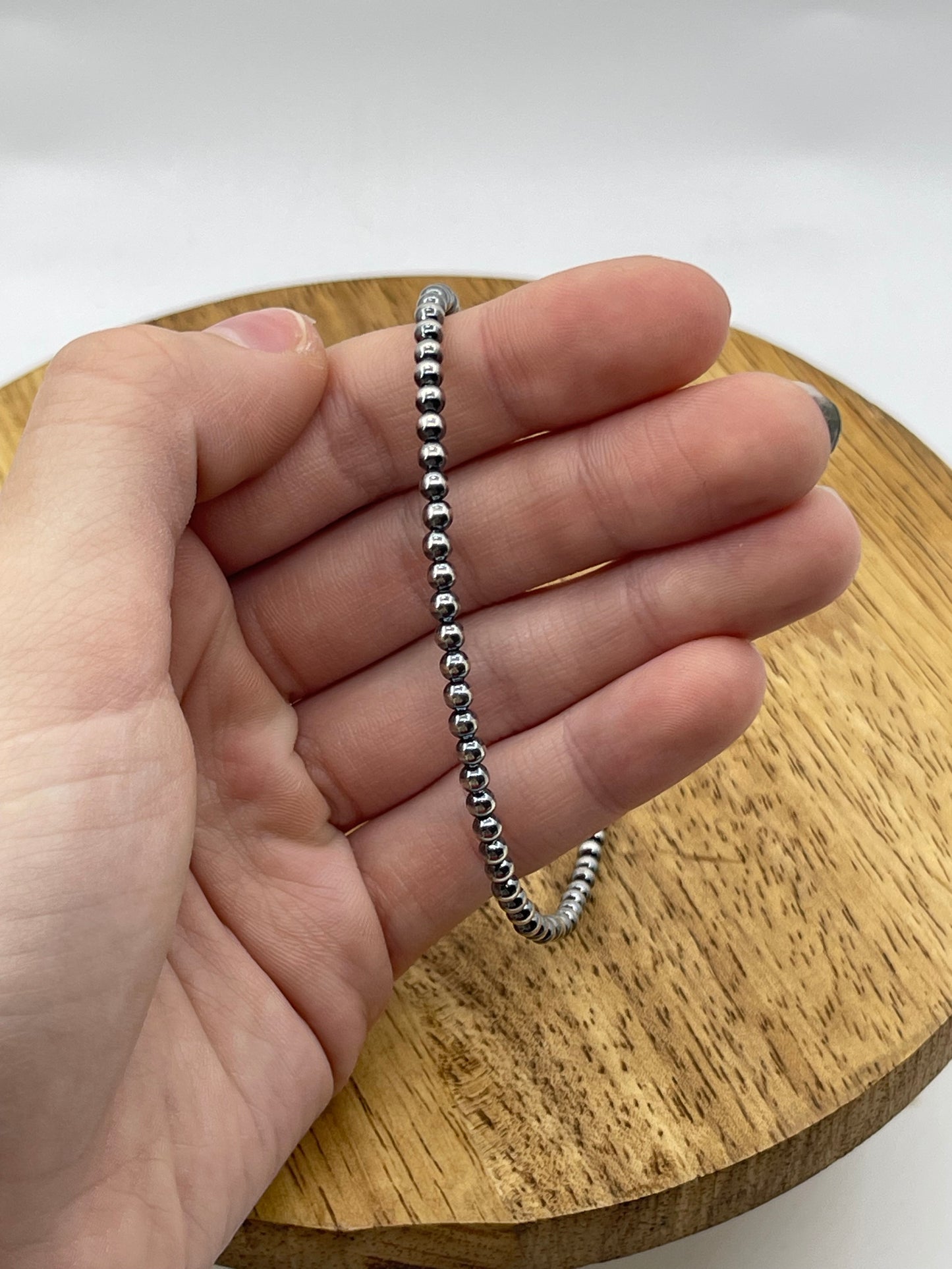 8 3/4"+2" 3mm Navajo Pearl Anklet