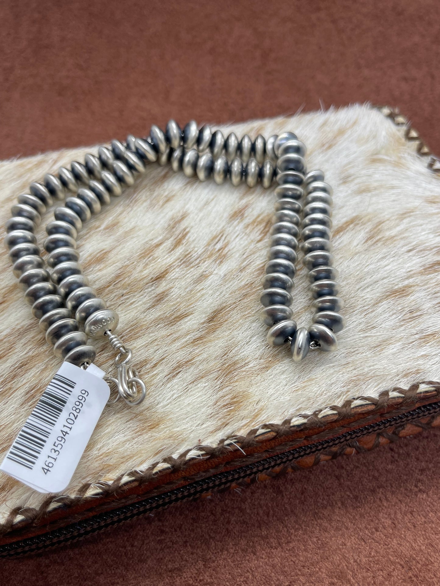 16" 8mm Handmade Rondelle Navajo Pearls Necklace by Bryannen Halwood, Navajo