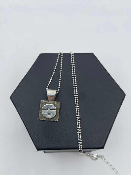24”+3” Extender Sun Face Mini Pendant by Alex Sanchez, Navajo