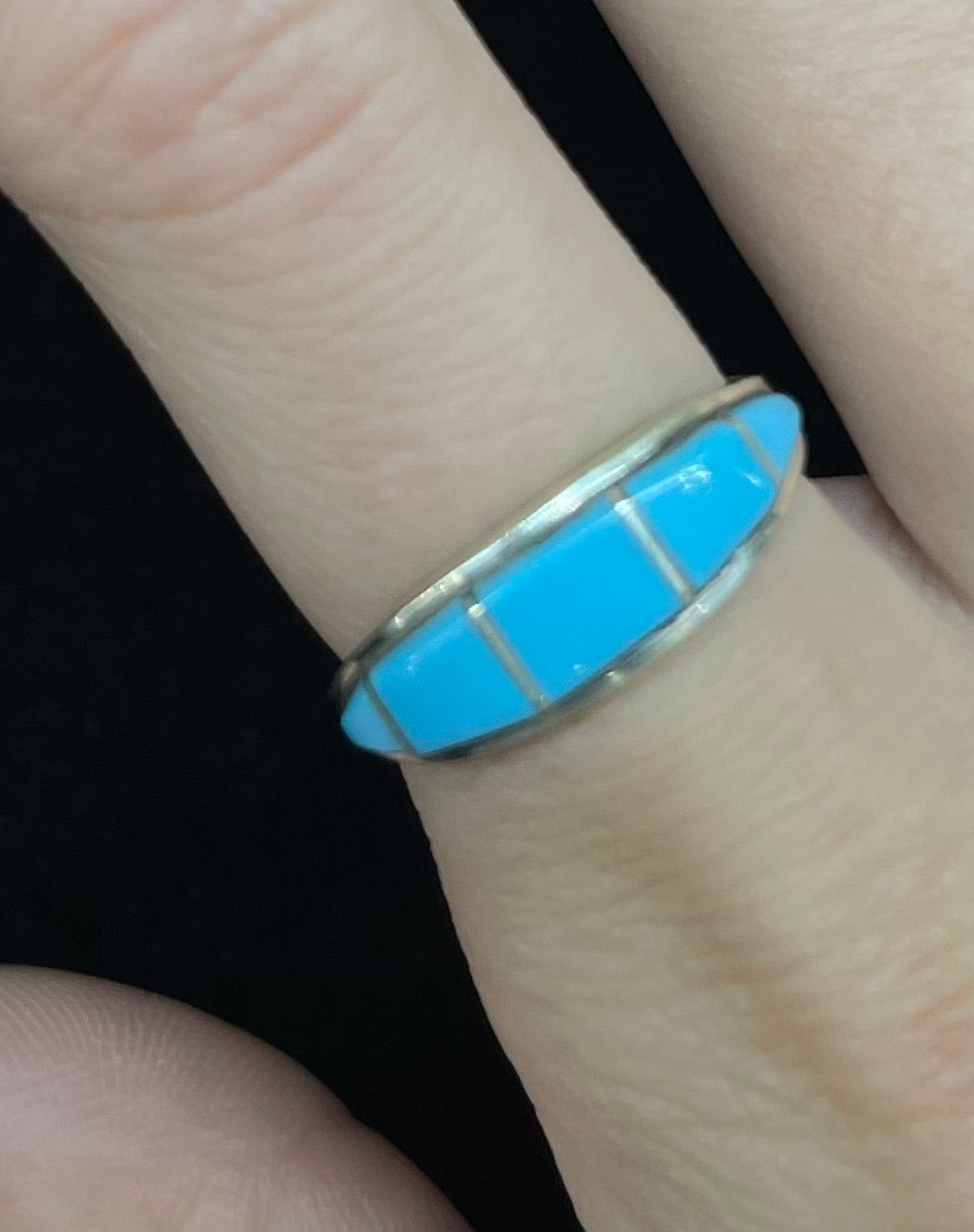 Turquoise Inlay Rings by Tammie Qualo, Zuni