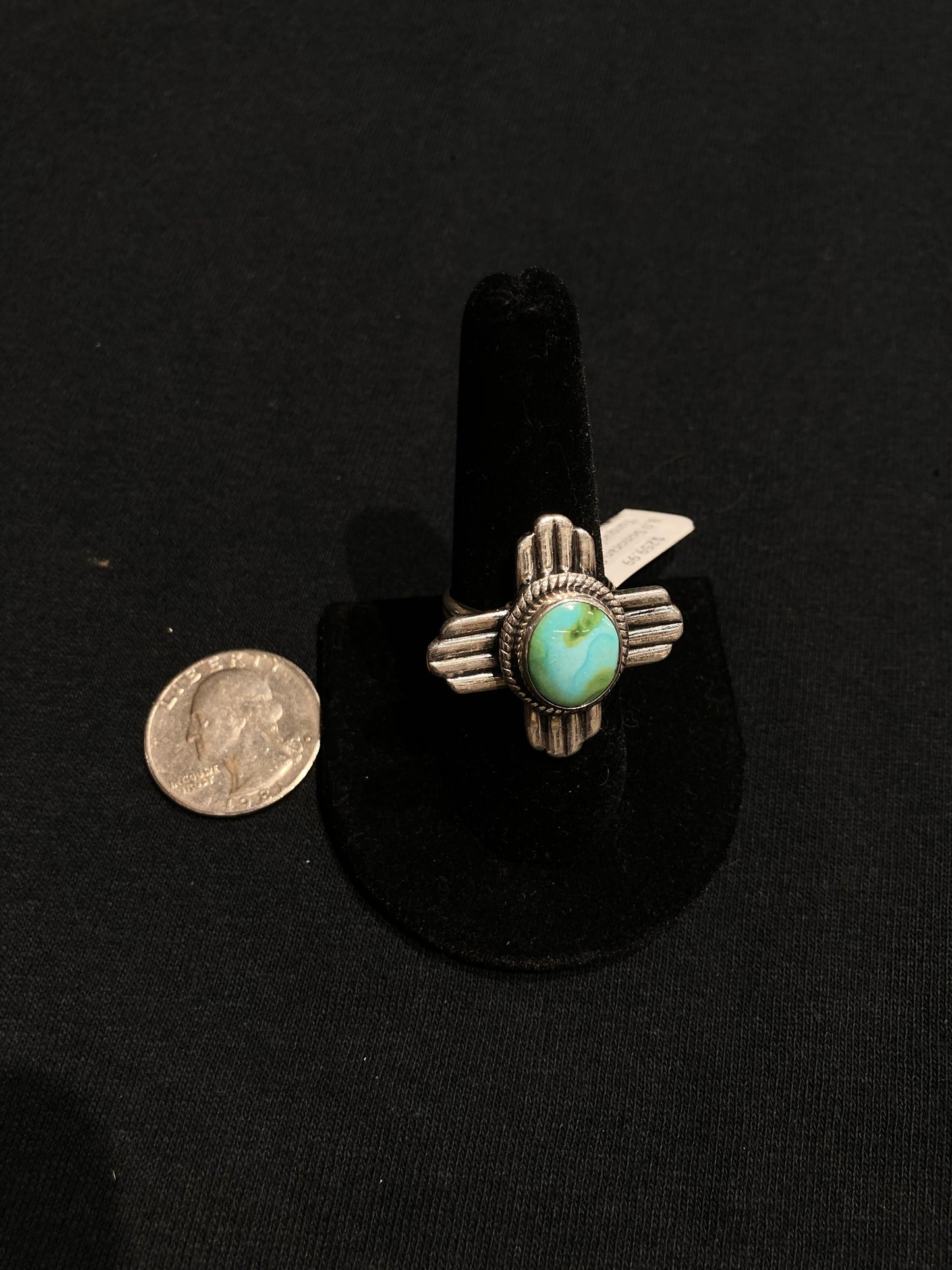 8.0 Sonoran Gold Turquoise Zia Sun Symbol Ring by Zia