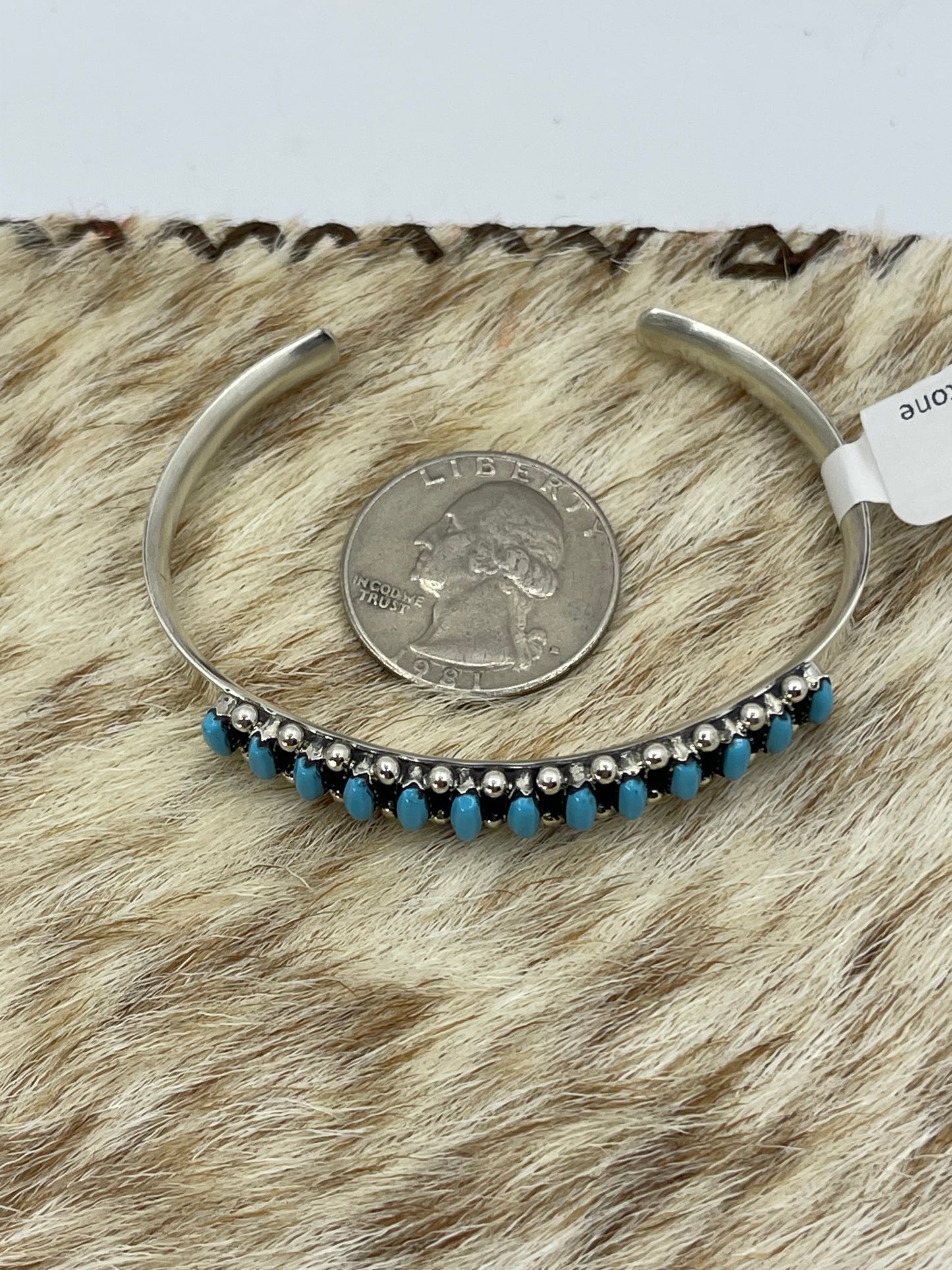 6 1/4" 13 Stone Turquoise Cuff by Victor Martza, Zuni