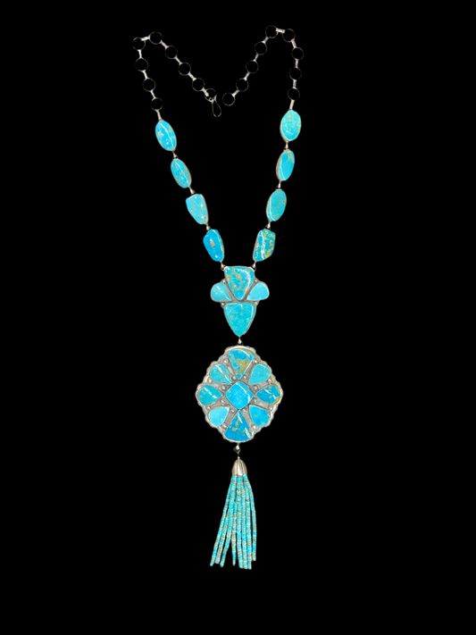 26” Kingman Turquoise Lariat by Calvin Delgarito, Navajo