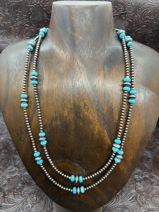 40'' Navajo Style Pearls With Turquoise