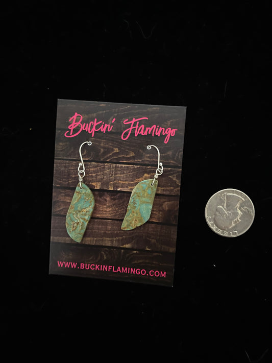 Green Turquoise Slab Dangle Earrings