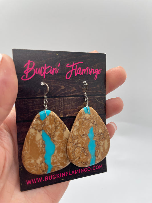 Boulder Ribbon Turquoise Slab Earring