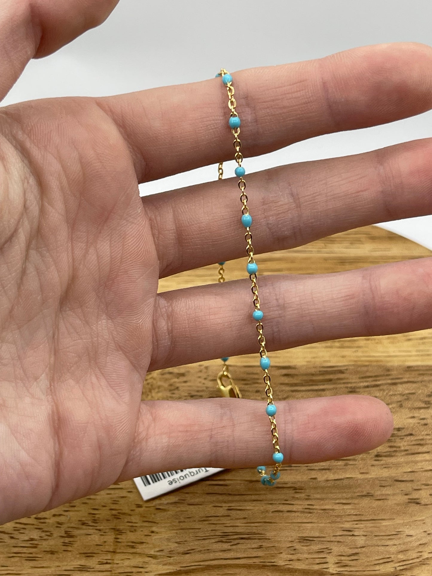 9" 14k Gold Filled Beaded Anklet with Turquoise