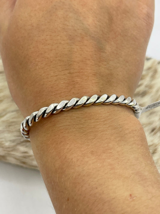 5 1/4"-6 1/2" Silver Twisted Cuff by Elaine Tahe, Navajo