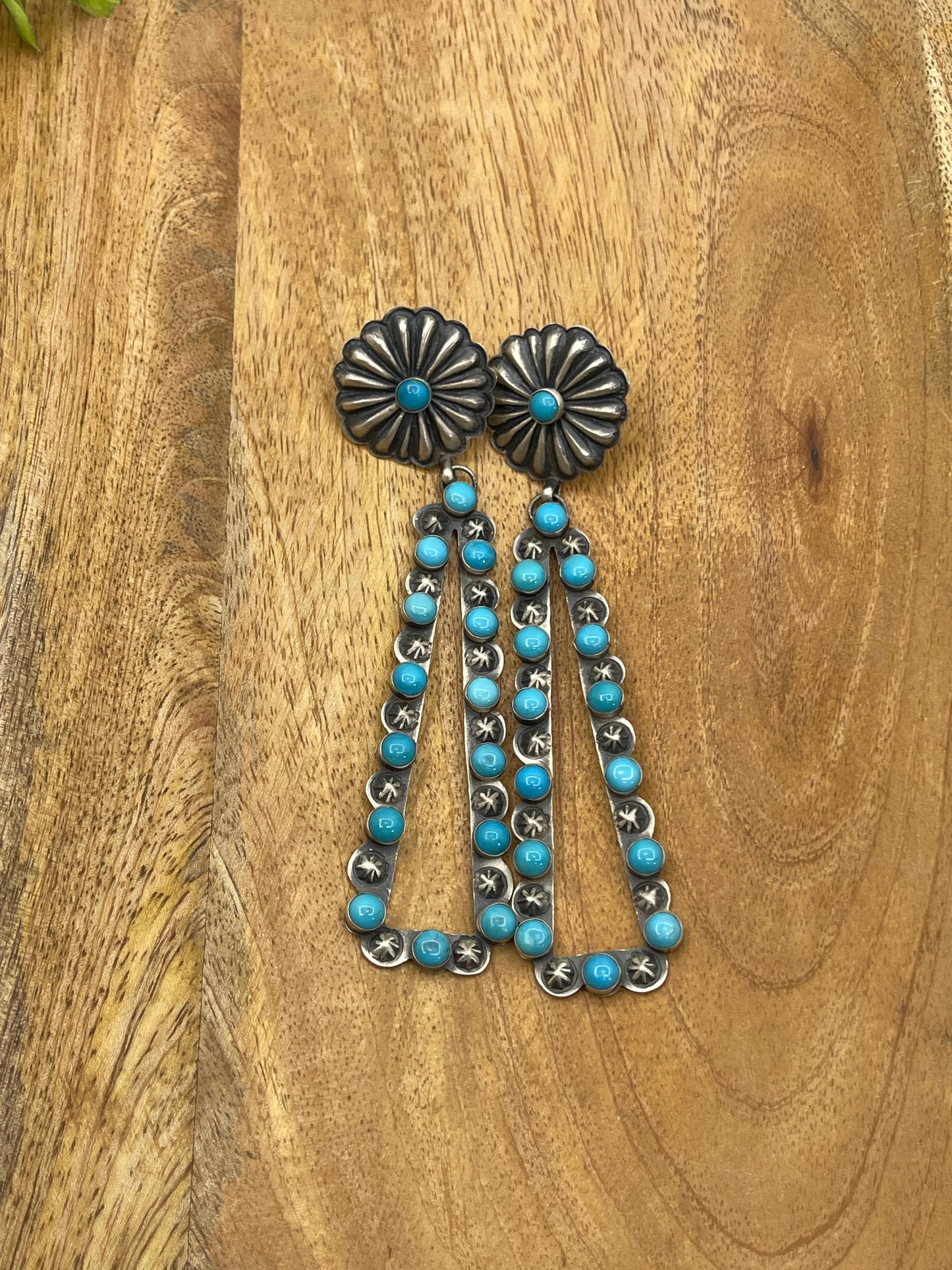 Sleeping Beauty Turquoise Stud Earrings by Eugene Charley, Navajo