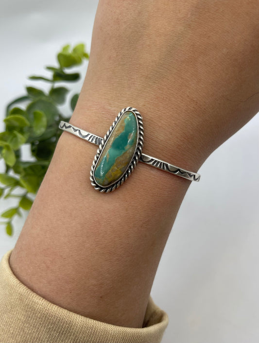 5.5" - 7" Royston Ribbon Turquoise Cuff by Donovan Skeet, Navajo