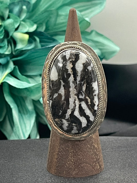 Adjustable Zebra Jasper Ring