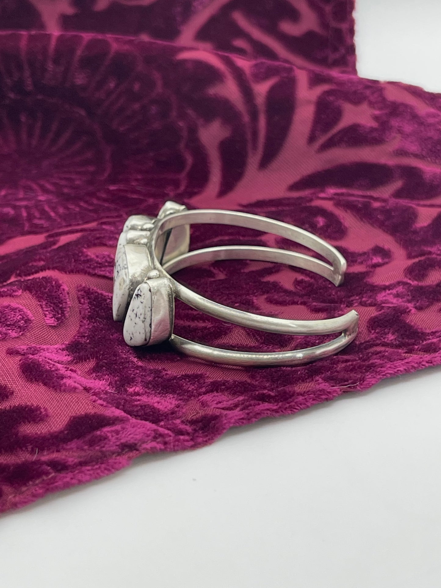 5.75"-7" 5 Stone White Buffalo Cuff by Augustine Largo, Navajo