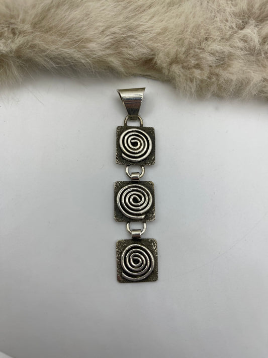 LOT 78 D 7/18 Triple Dangle Mini Petroglyph Pendant by Alex Sanchez, Navajo 7mm Bail