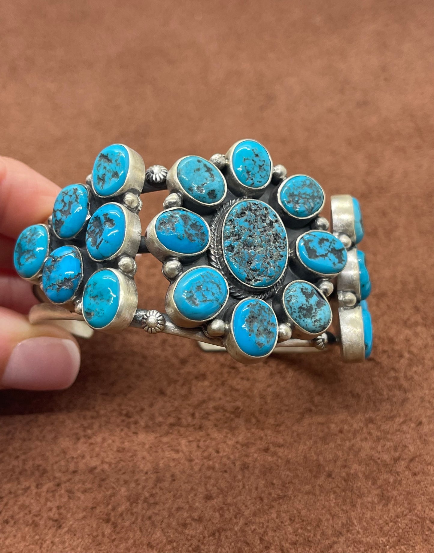 6"-6 3/4" Sleeping Beauty Turquoise Cluster Cuff