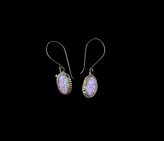 Dainty Purple Opal Dangle Earrings by Rosemary Saunders, Navajo