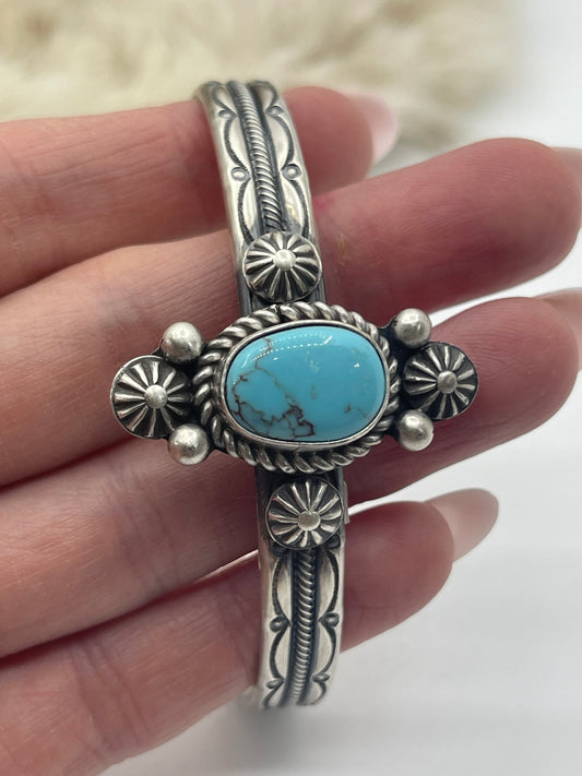 Egyptian Turquoise Cuff by Mike Calladitto, Navajo