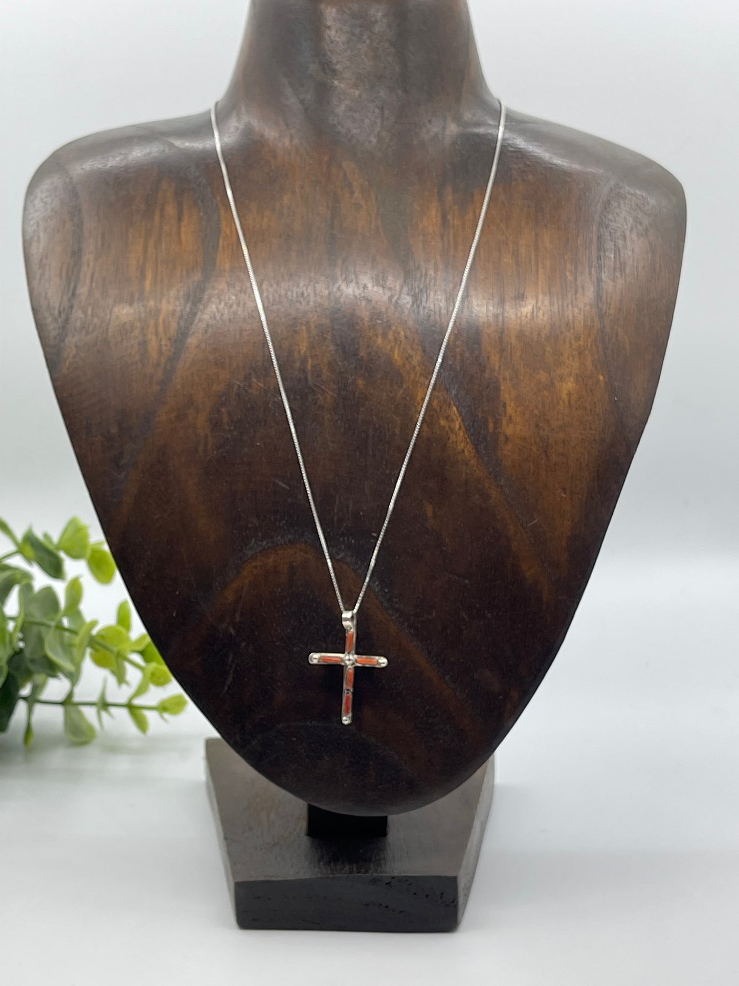 18" Reversible Coral & Turquoise Cross Pendant